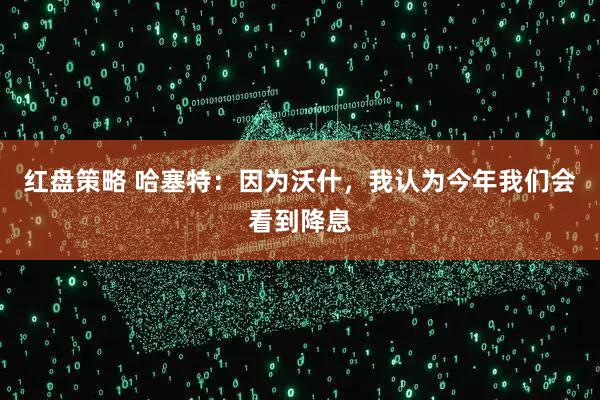 红盘策略 哈塞特：因为沃什，我认为今年我们会看到降息